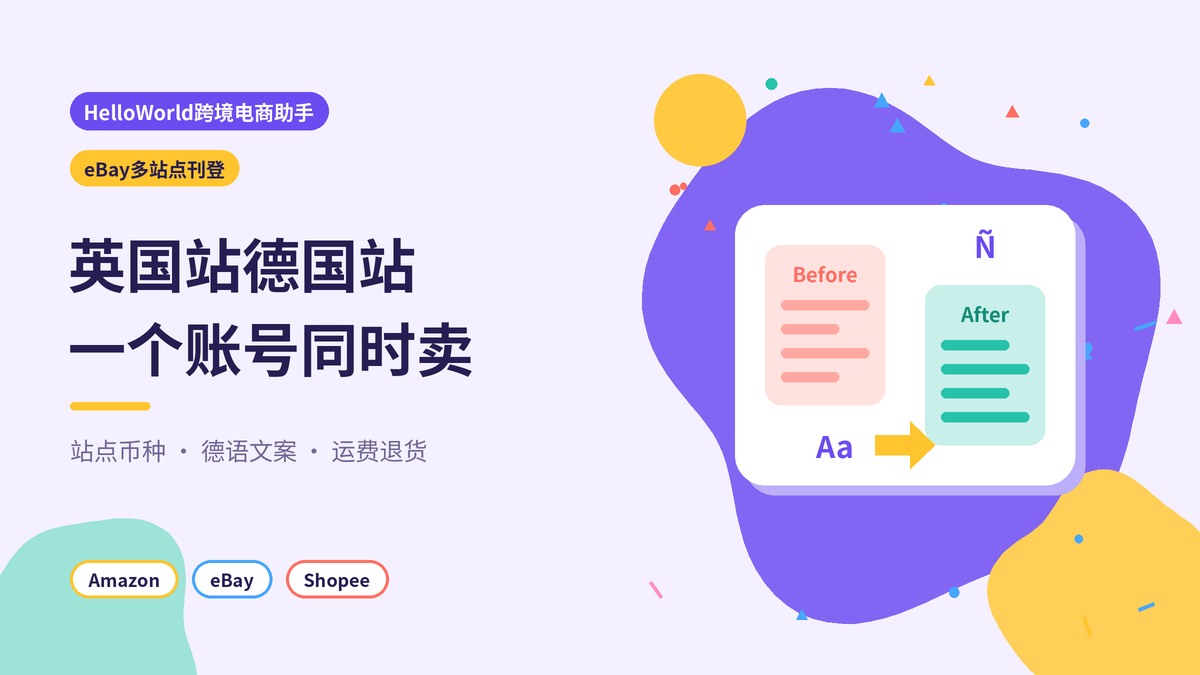 HelloWorld跨境电商助手eBay英国站德国站多站点刊登封面示意图