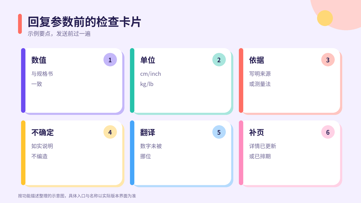 HelloWorld跨境电商助手回复参数前检查卡片示意图