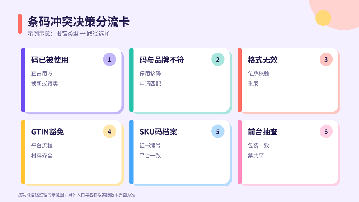 HelloWorld跨境电商助手条码冲突决策分流卡示意图
