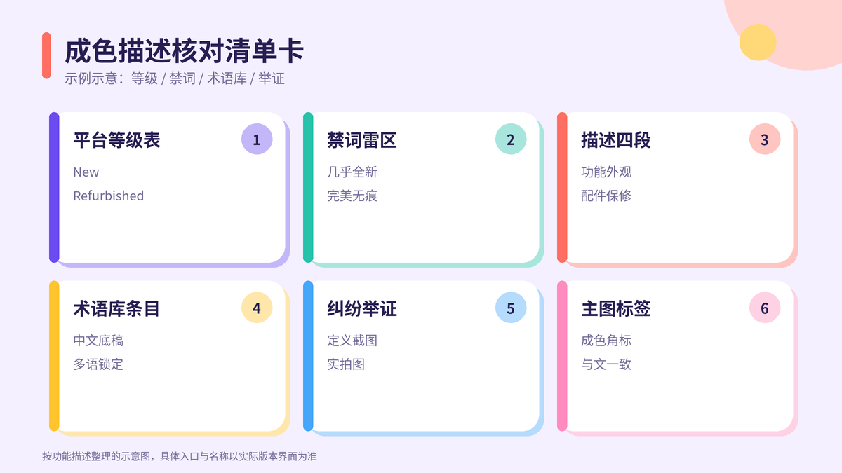 HelloWorld跨境电商助手成色描述核对清单卡示意图