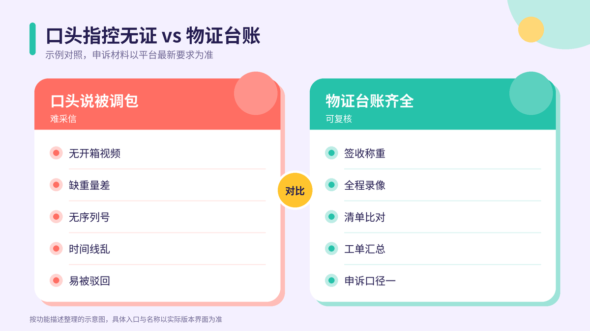口头指控无证与物证台账齐全对照示意图