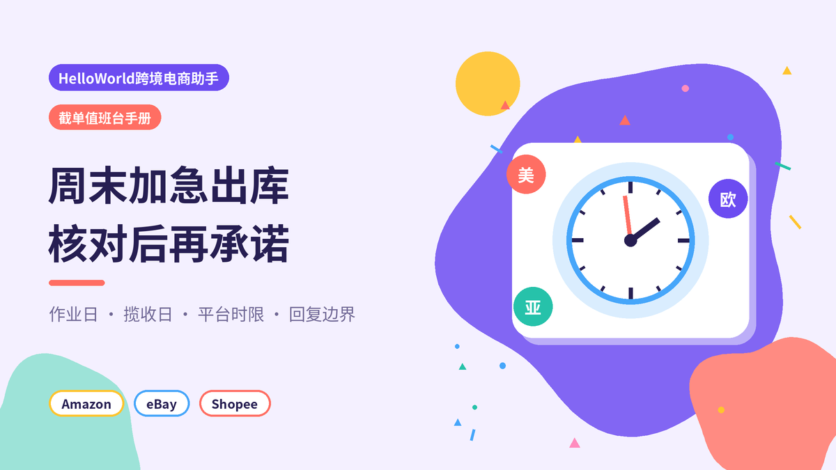 HelloWorld跨境电商助手周末加急截单值班台封面